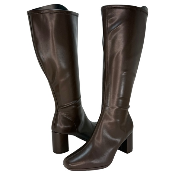 AEROSOLES Shoes - Aerosoles Micah Brown Faux Stretch Leather Knee High Womens Boots Size 9.5W